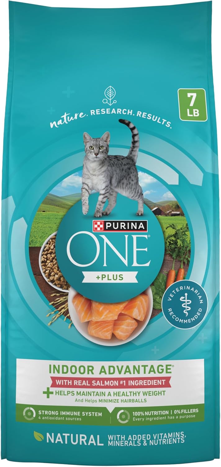 Purina ONE Natural Low Fat, Indoor Dry Weight Control High Protein Cat Food Plus Indoor Advantage With Real Salmon - 7 lb. Bag image 2