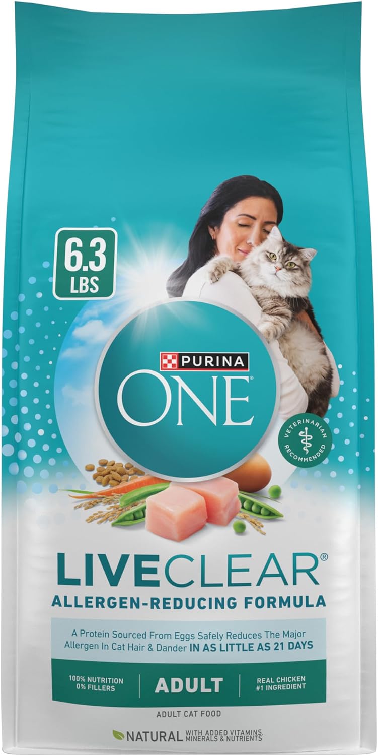 Purina ONE LiveClear Allergen-Reducing Cat Food Dry Formula with Real Chicken As The Number One Ingredient - 6.3 lb. Bag | Real chicken is the #1 ingredient, reduces allergens in cat hair an image 2
