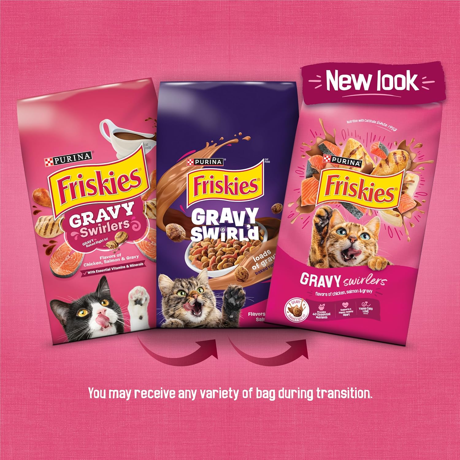 Purina Friskies Gravy Swirlers with Flavors of Chicken, Salmon and Gravy Dry Cat Food - 22 lb. Bag image 3