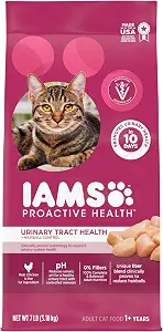 IAMS Proactive Health Urinary Tract Health Dry Cat Food, Chicken, 7 lb | Veterinarian-recommended, real chicken #1 ingredient, reduces urinary pH, antioxidants, antioxidants for immune suppo