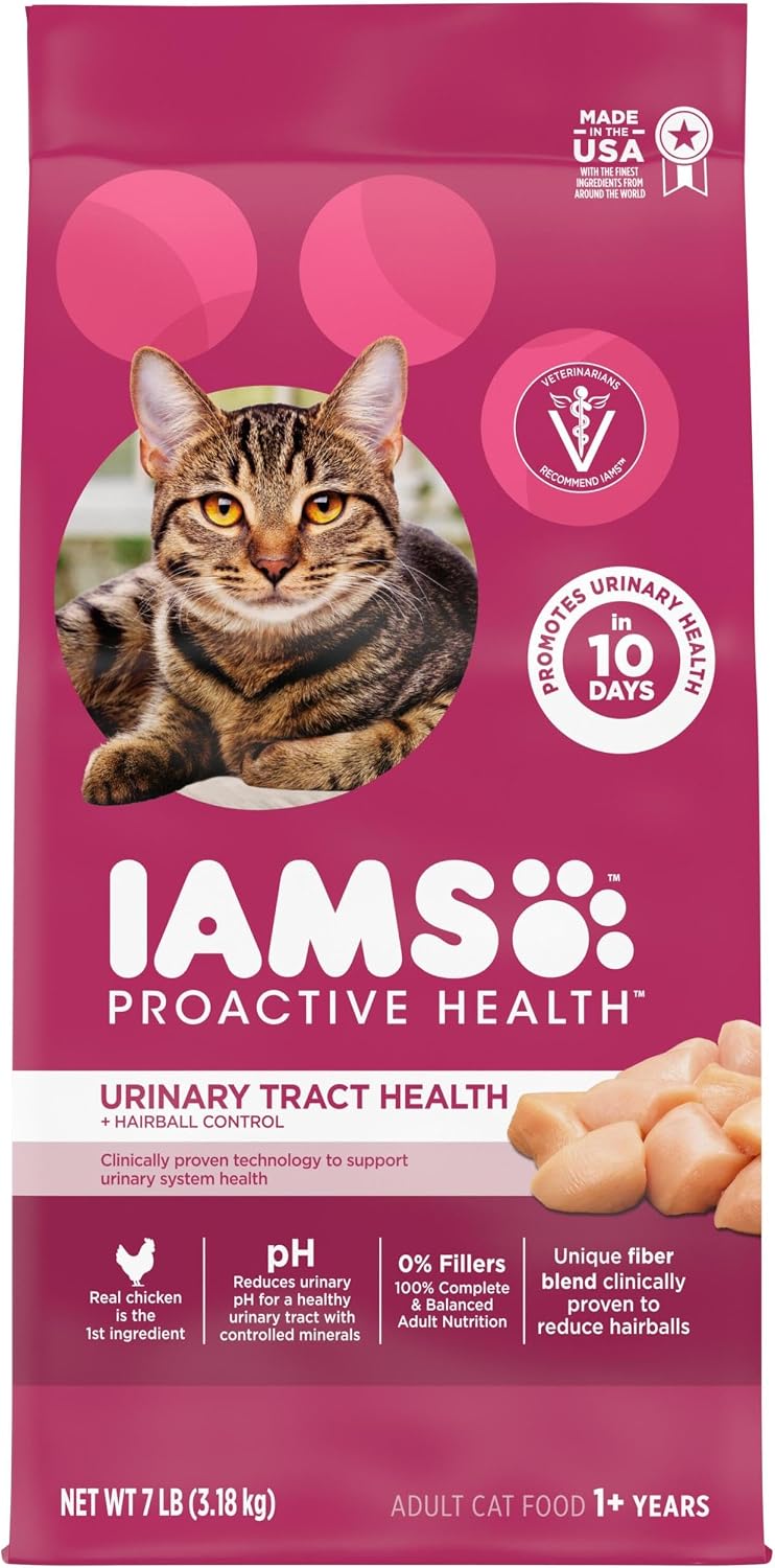 IAMS Proactive Health Urinary Tract Health Dry Cat Food, Chicken, 7 lb | Veterinarian-recommended, real chicken #1 ingredient, reduces urinary pH, antioxidants, antioxidants for immune suppo image 2