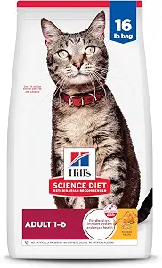 Hill's Science Diet Adult 1-6 Dry Cat Food | #1 Veterinarian Recommended, Chicken Recipe, 16 lb. Bag