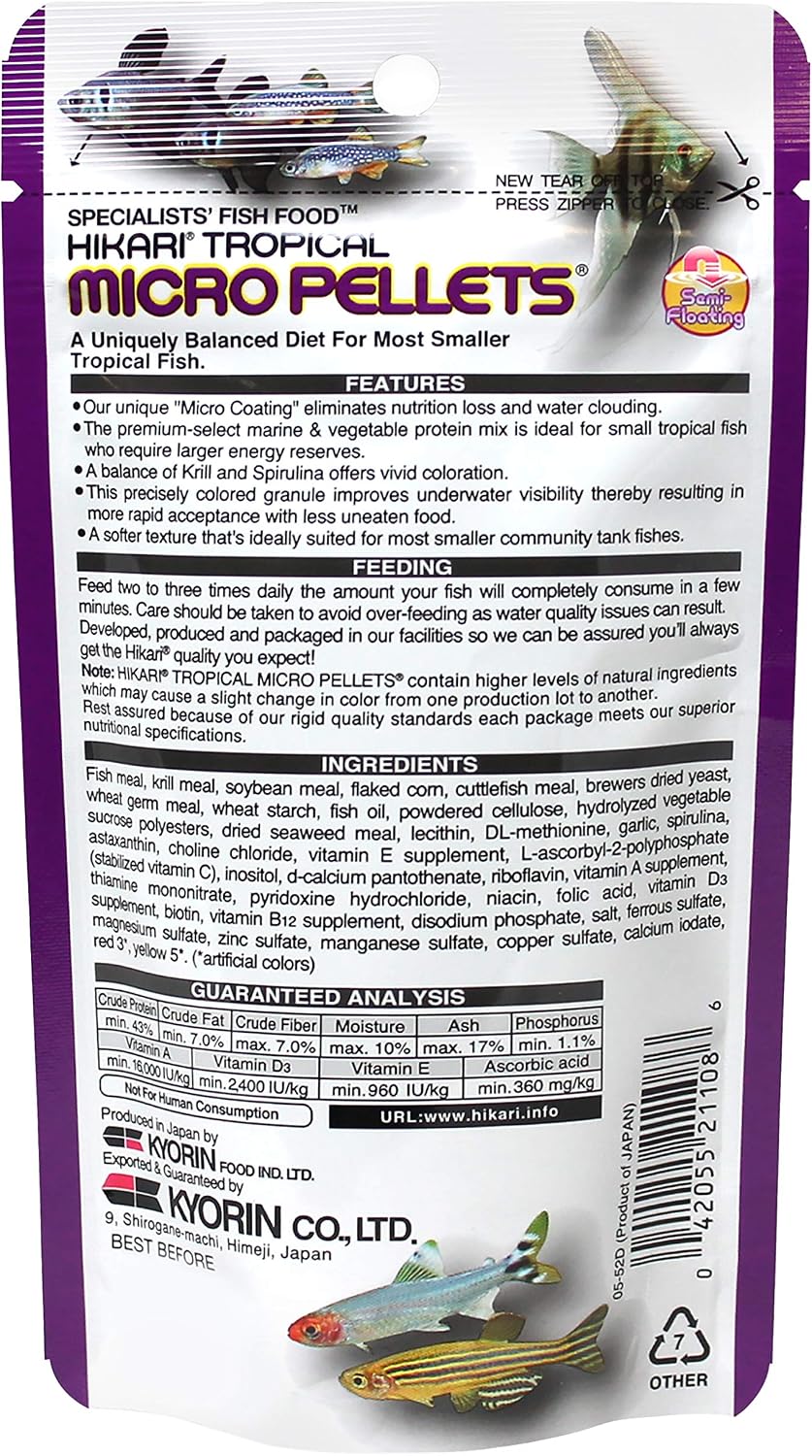 Hikari Tropical Semi-Floating Micro Pellets Fish Food, 0.77 Oz (22g) image 3
