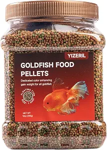 Floating Goldfish Food Pellets – 12oz Pond Fish Food Natural Color Enhancing, Promotes Growth with Natural Antarctic Krill & Spirulina, Clear Water Formula