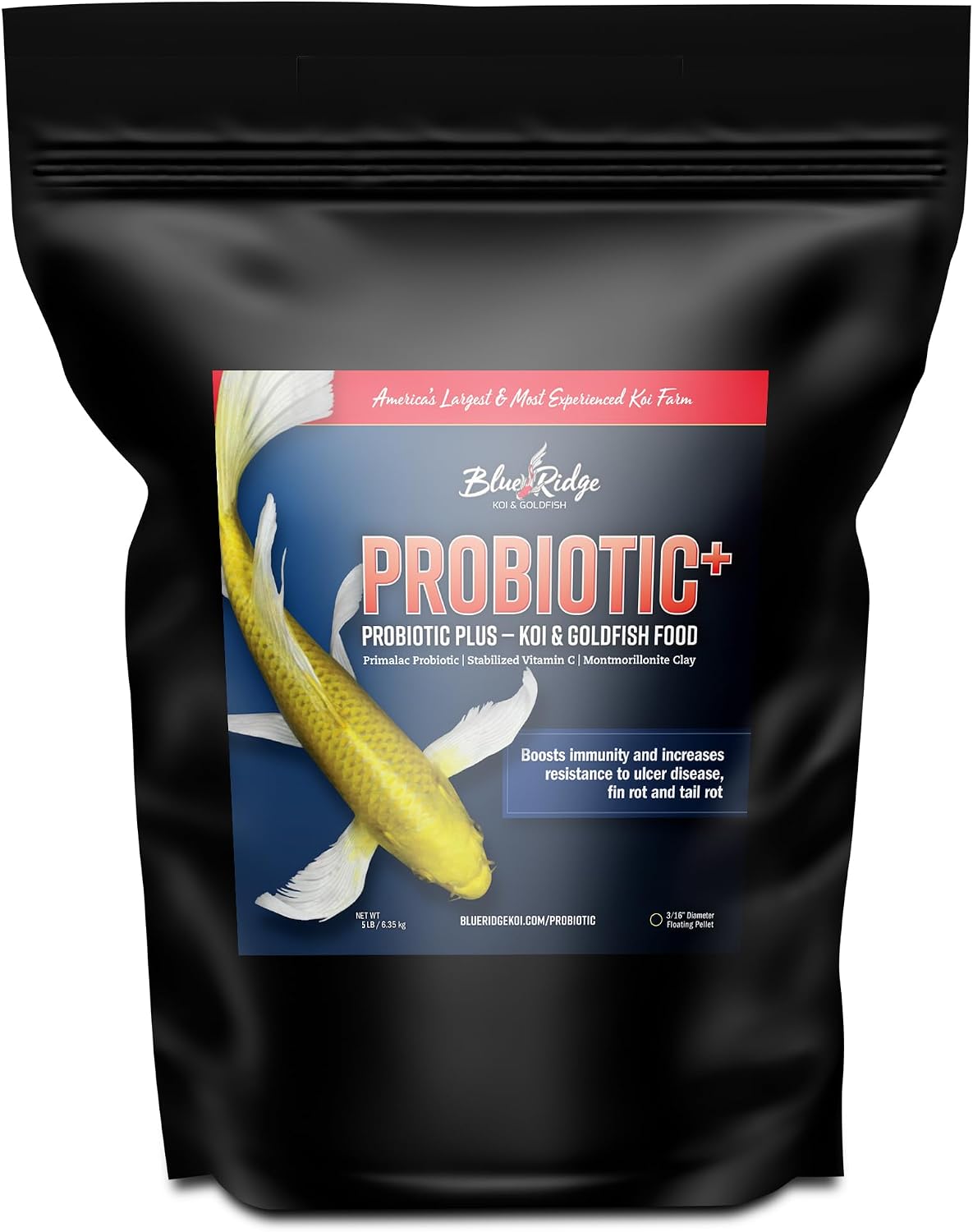 Blue Ridge Fish Food 5lb, Probiotic Plus 3/16" Floating Pellet, Koi Goldfish Food image 2