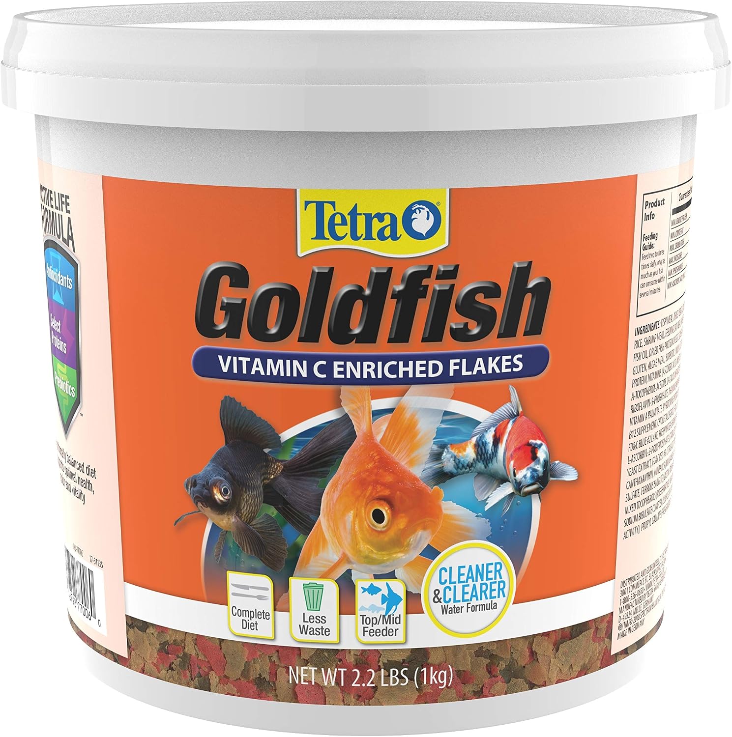 Tetra Goldfish Flakes, Nutritionally Balanced Diet for Aquarium Fish, Vitamin C Enriched Flakes, 2.2 lbs image 2