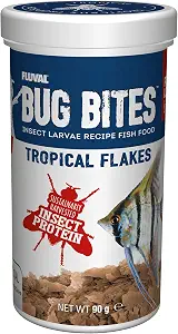 Fluval Bug Bites Tropical Fish Food, Flakes for Small to Medium Sized Fish, 3.17 oz., A7332, Brown