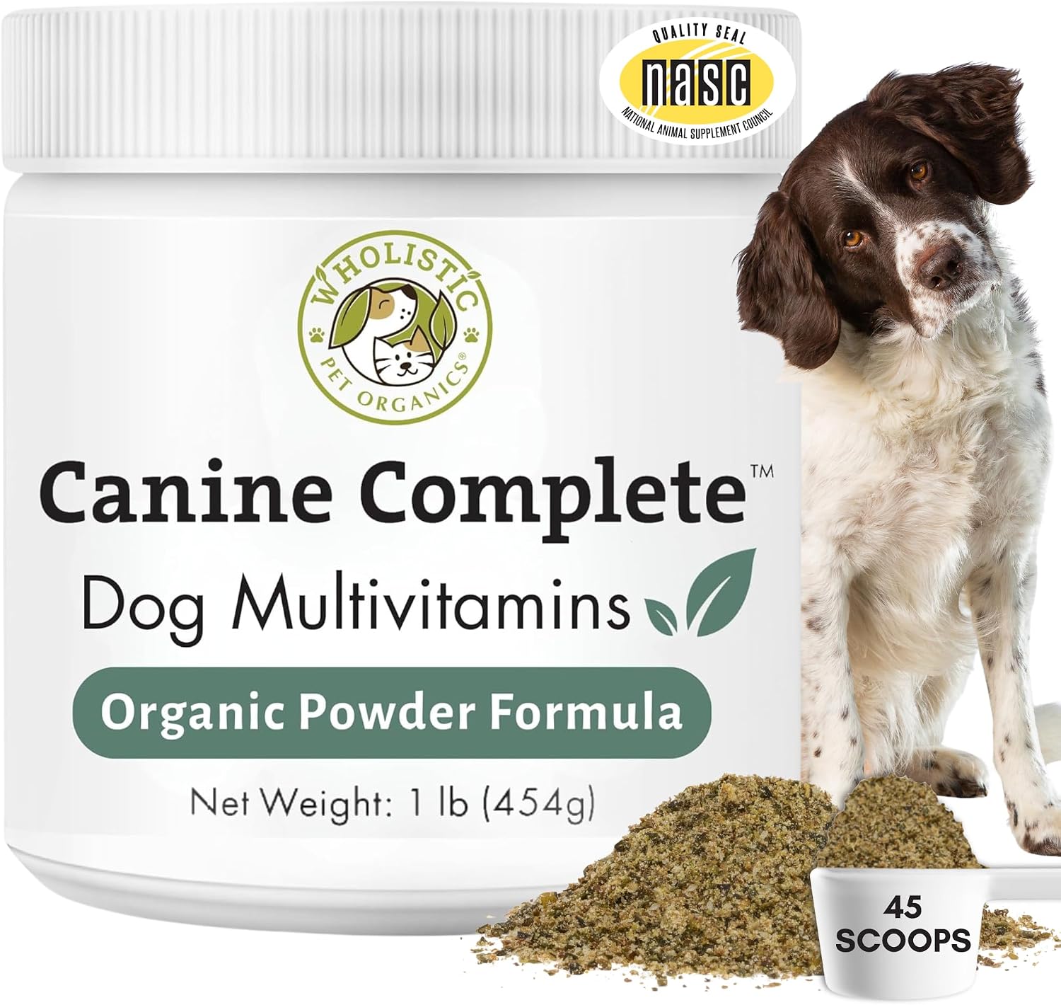Organic Dog Vitamins - 1 Lb - 45 Scoops | Canine Complete - Daily Dog Multivitamin with Prebiotics, Probiotics for Immune Support, Skin Coat, Digestion, & Joint Health image 2