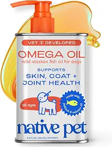 Native Pet Omega 3 Fish Oil for Dogs & Cats – Wild Alaskan Salmon Oil for Dogs Skin and Coat, Supports Joints, Heart & Shedding – Fast-Absorbing Omega 3 6 9 Liquid Supplement – 8oz