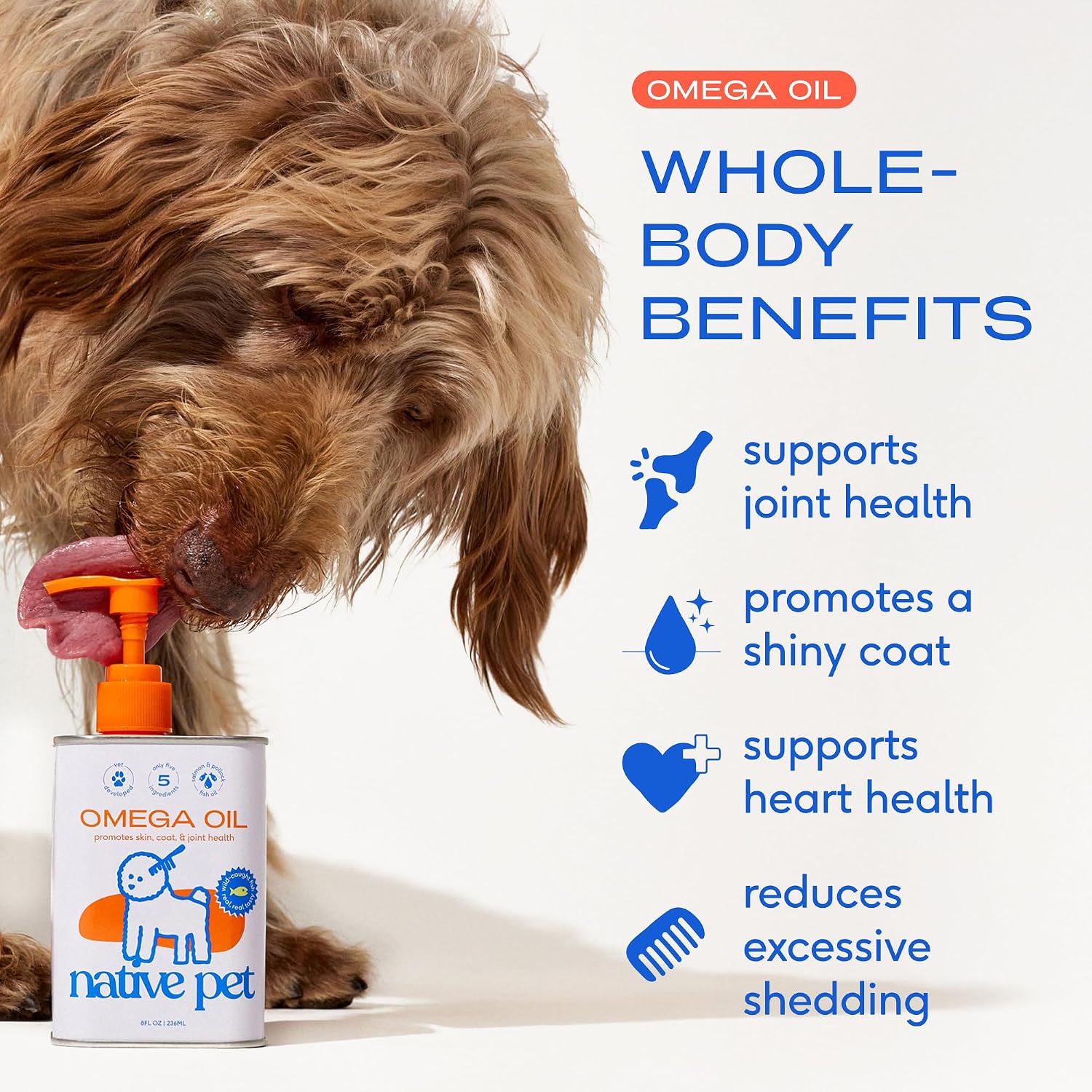 Native Pet Omega 3 Fish Oil for Dogs & Cats – Wild Alaskan Salmon Oil for Dogs Skin and Coat, Supports Joints, Heart & Shedding – Fast-Absorbing Omega 3 6 9 Liquid Supplement – 16oz image 3