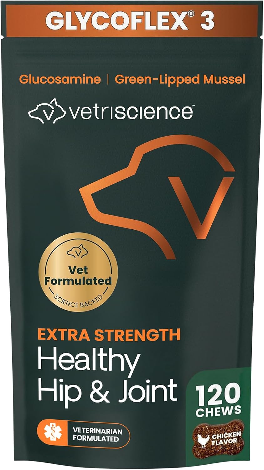 VetriScience Extra Strength Hip & Joint Supplement for Dogs – Supports Joint Health & Mobility, Vet-formulated w/Glucosamine, MSM & Green-Lipped Mussel – Chicken Flavor, 120 Chews image 2