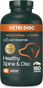 VetriScience Healthy Spine & Disc Easy-Open Capsules, Back and Spinal Support Chondroitin and Taurine Supplement for Dogs, Perfect for Dachshunds, Corgis, Frenchies, Basset Hounds & More, 18