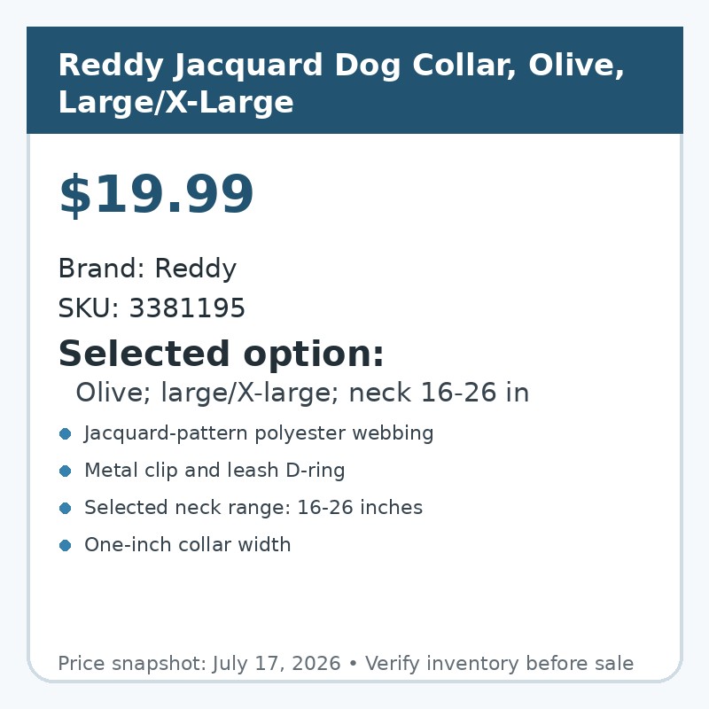 Reddy Jacquard Dog Collar, Olive, Large/X-Large image 2
