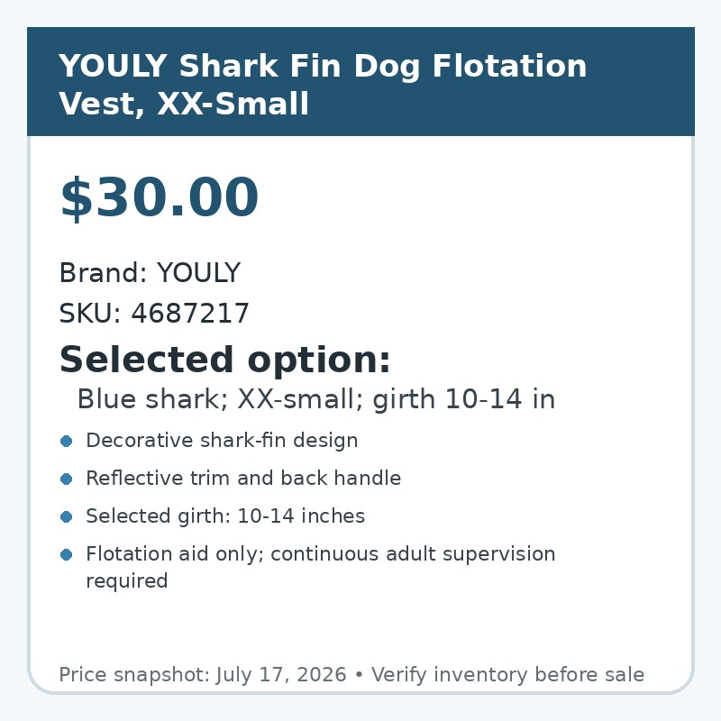 YOULY Shark Fin Dog Flotation Vest, XX-Small image 2